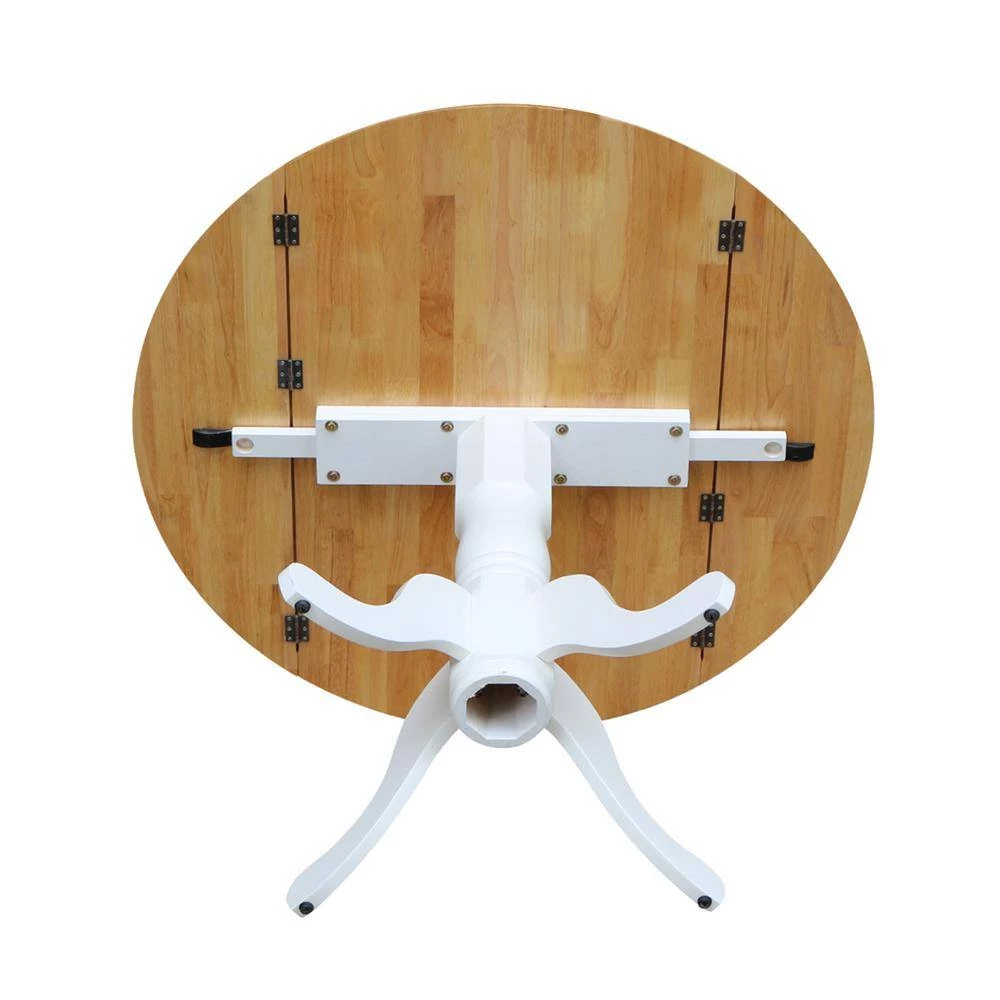 3-Piece 42 in. White/Natural Dual Drop Leaf Table Set with 2-Side Chairs by International Concepts 5 3-Piece 42 in. White/Natural Dual Drop Leaf Table Set with 2-Side Chairs by International Concepts - Image 5