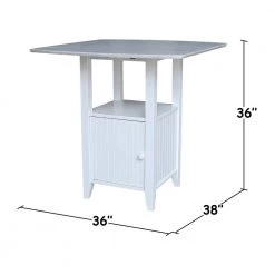 Set of 3 pcs - White/Chalk Dual Drop Leaf Bistro Table Counter Height with Storage 2-Counter Height Stools by International Concepts -International Concepts Sales white chalk antiqued international concepts dining room sets k128 3638 s452 2 1f 1000