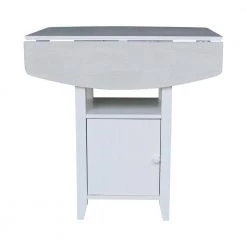 Set of 3 pcs - White/Chalk Dual Drop Leaf Bistro Table Counter Height with Storage 2-Counter Height Stools by International Concepts -International Concepts Sales white chalk antiqued international concepts dining room sets k128 3638 s452 2 4f 1000