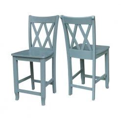 Set of 3 pcs - White/Chalk Dual drop leaf bistro table - counter height - with storage - 2 counter height side stools by International Concepts -International Concepts Sales white chalk antiqued international concepts dining room sets k128 3638 s86 202 2 66 1000