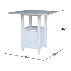 5-Piece Set - White/Chalk Dual Drop Leaf Bistro Table - Counter Height with Storage 2-Counter Height Armless Stools by International Concepts -International Concepts Sales white chalk antiqued international concepts dining room sets k128 3638 s86 202 4 1f 1000