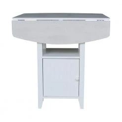 5-Piece Set - White/Chalk Dual Drop Leaf Bistro Table - Counter Height with Storage 2-Counter Height Armless Stools by International Concepts -International Concepts Sales white chalk antiqued international concepts dining room sets k128 3638 s86 202 4 4f 1000