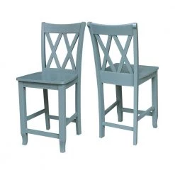 5-Piece Set - White/Chalk Dual Drop Leaf Bistro Table - Counter Height with Storage 2-Counter Height Armless Stools by International Concepts -International Concepts Sales white chalk antiqued international concepts dining room sets k128 3638 s86 202 4 66 1000