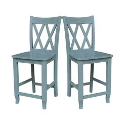 5-Piece Set - White/Chalk Dual Drop Leaf Bistro Table - Counter Height with Storage 2-Counter Height Armless Stools by International Concepts -International Concepts Sales white chalk antiqued international concepts dining room sets k128 3638 s86 202 4 76 1000