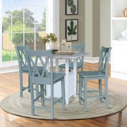 5-Piece Set - White/Chalk Dual Drop Leaf Bistro Table - Counter Height with Storage 2-Counter Height Armless Stools by International Concepts -International Concepts Sales white chalk antiqued international concepts dining room sets k128 3638 s86 202 4 c3 1000