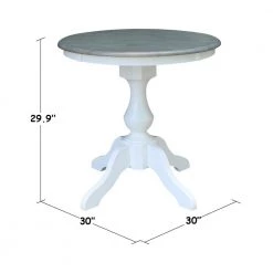 3-Piece Set White / Heather Gray 30 in. Round Solid Wood Dining Table with 2-Side Chairs by International Concepts -International Concepts Sales white heather gray international concepts dining room sets k05 30rt 11b c2 2 4f 1000