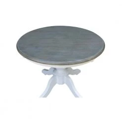 3-Piece Set White / Heather Gray 30 in. Round Solid Wood Dining Table with 2-Side Chairs by International Concepts -International Concepts Sales white heather gray international concepts dining room sets k05 30rt 11b c2 2 a0 1000