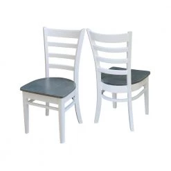 Olivia 3-Piece 30 in. White/Heather Gray Round Solid Wood Dining Set with Emily Chairs by International Concepts -International Concepts Sales white heather gray international concepts dining room sets k05 30rt 27b c617p 44 1000