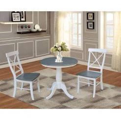 Hampton 3-Piece 30 in. White/Heather Gray Round Solid Wood Dining Set with X-Back Chairs by International Concepts 21 Hampton 3-Piece 30 in. White/Heather Gray Round Solid Wood Dining Set with X-Back Chairs by International Concepts -International Concepts Sales white heather gray international concepts dining room sets k05 30rt c613 2 31 1000