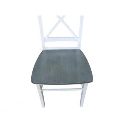 Hampton 3-Piece 30 in. White/Heather Gray Round Solid Wood Dining Set with X-Back Chairs by International Concepts 19 Hampton 3-Piece 30 in. White/Heather Gray Round Solid Wood Dining Set with X-Back Chairs by International Concepts -International Concepts Sales white heather gray international concepts dining room sets k05 30rt c613 2 fa 1000