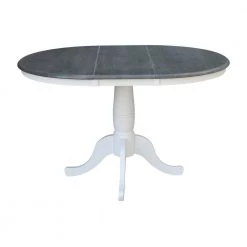 Laurel 5-Piece 36 in. White/Heather Gray Extendable Solid Wood Dining Set with X-Back Chairs by International Concepts 18 Laurel 5-Piece 36 in. White/Heather Gray Extendable Solid Wood Dining Set with X-Back Chairs by International Concepts -International Concepts Sales white heather gray international concepts dining room sets k05 36rxt c613 4 4f 1000