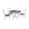 Laurel 5-Piece 36 in. White/Heather Gray Extendable Solid Wood Dining Set with X-Back Chairs by International Concepts