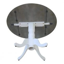 Set of 5 pcs - White/Heather Gray 42" Dual Drop Leaf Table with 4 RTA chairs by International Concepts -International Concepts Sales white heather gray international concepts dining room sets k05 42dp c14 4 1d 1000