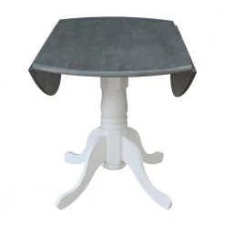 Set of 5 pcs - White/Heather Gray 42" Dual Drop Leaf Table with 4 RTA chairs by International Concepts -International Concepts Sales white heather gray international concepts dining room sets k05 42dp c14 4 44 1000