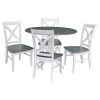 Set of 5 pcs - White/Heather Gray 42" Dual Drop Leaf Table with 4 RTA chairs by International Concepts