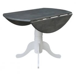 42 in. 3-Piece Set White Heather Gray Drop Leaf Wood Table with 2-Side Chairs by International Concepts -International Concepts Sales white heather gray international concepts dining room sets k05 42dp c14p 77 1000