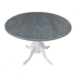 42 in. 3-Piece Set White Heather Gray Drop Leaf Wood Table with 2-Side Chairs by International Concepts -International Concepts Sales white heather gray international concepts dining room sets k05 42dp c14p a0 1000