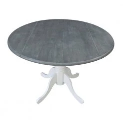 5-Piece Set - White/Heather Gray 42 in. Dual Drop Leaf Table with 4-Side Chairs by International Concepts -International Concepts Sales white heather gray international concepts dining room sets k05 42dp c170 4 a0 1000