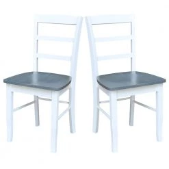 5-Piece Set White / Heather Gray 42 in. Round Solid Wood Dining Table with 4-Side Chairs by International Concepts -International Concepts Sales white heather gray international concepts dining room sets k05 42dp c2 4 fa 1000