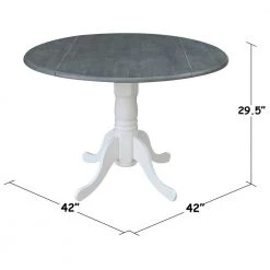 5-Piece Set - White/Heather Gray 42 in. Dual Drop Leaf Table with 4-Side Chairs by International Concepts -International Concepts Sales white heather gray international concepts dining room sets k05 42dp c310 4 1f 1000