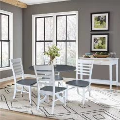 5-Piece Set - White/Heather Gray 42 in. Dual Drop Leaf Table with 4-Side Chairs by International Concepts -International Concepts Sales white heather gray international concepts dining room sets k05 42dp c310 4 31 1000