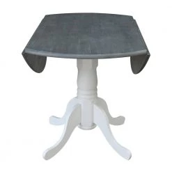 5-Piece Set - White/Heather Gray 42 in. Dual Drop Leaf Table with 4-Side Chairs by International Concepts -International Concepts Sales white heather gray international concepts dining room sets k05 42dp c310 4 44 1000