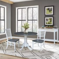 White Heather Gray 42 in. Dual Drop Leaf Table with 2-RTA Chairs (Set of 3-Pieces) by International Concepts -International Concepts Sales white heather gray international concepts dining room sets k05 42dp c310p 31 1000