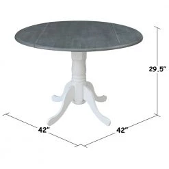 White Heather Gray 42 in. Dual Drop Leaf Table with 2-RTA Chairs (Set of 3-Pieces) by International Concepts -International Concepts Sales white heather gray international concepts dining room sets k05 42dp c310p 44 1000