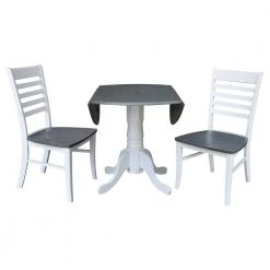 White Heather Gray 42 in. Dual Drop Leaf Table with 2-RTA Chairs (Set of 3-Pieces) by International Concepts -International Concepts Sales white heather gray international concepts dining room sets k05 42dp c310p 4f 1000