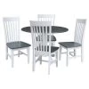 Set of 5 pcs - White/Heather Gray 42" Dual Drop Leaf Table with 4 RTA chairs by International Concepts