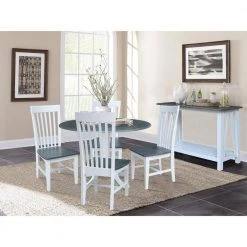 Set of 5 pcs - White/Heather Gray 42" Dual Drop Leaf Table with 4 RTA chairs by International Concepts 16 Set of 5 pcs - White/Heather Gray 42" Dual Drop Leaf Table with 4 RTA chairs by International Concepts -International Concepts Sales white heather gray international concepts dining room sets k05 42dp c465 4 c3 1000