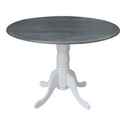 3-Piece Set - White/Heather Gray 42 in. Dual Drop Leaf Table with 2-Side Chairs by International Concepts 17 3-Piece Set - White/Heather Gray 42 in. Dual Drop Leaf Table with 2-Side Chairs by International Concepts -International Concepts Sales white heather gray international concepts dining room sets k05 42dp c465p 4f 1000