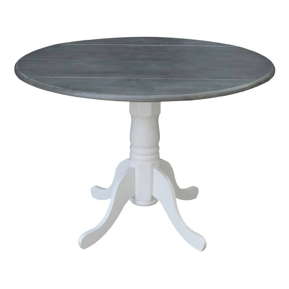 3-Piece Set - White/Heather Gray 42 in. Dual Drop Leaf Table with 2-Side Chairs by International Concepts 7 3-Piece Set - White/Heather Gray 42 in. Dual Drop Leaf Table with 2-Side Chairs by International Concepts - Image 7