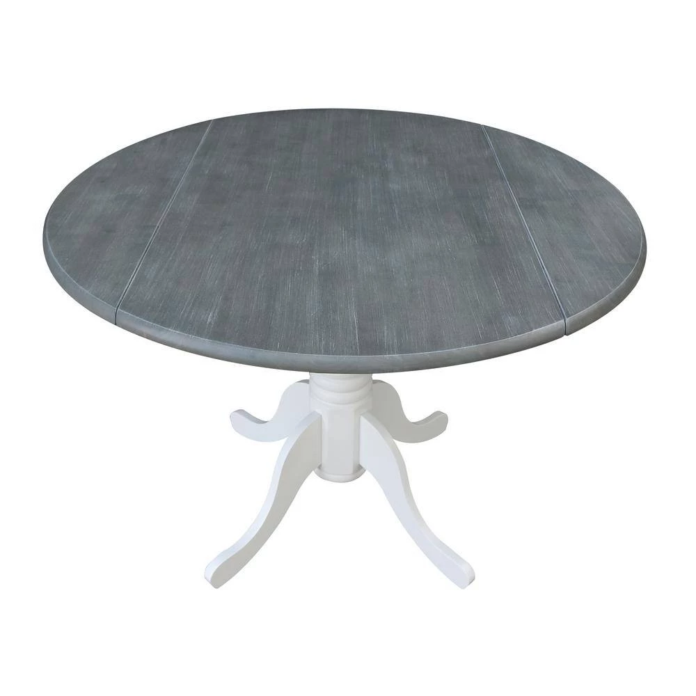 3-Piece Set - White/Heather Gray 42 in. Dual Drop Leaf Table with 2-Side Chairs by International Concepts 3 3-Piece Set - White/Heather Gray 42 in. Dual Drop Leaf Table with 2-Side Chairs by International Concepts - Image 3