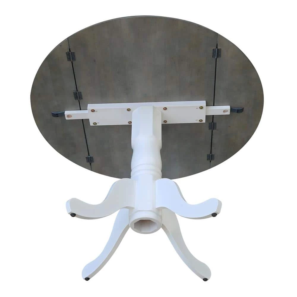 5-Piece Set - White/Heather Gray 42 in. Dual Drop Leaf Table with 4-Side Chairs by International Concepts 4 5-Piece Set - White/Heather Gray 42 in. Dual Drop Leaf Table with 4-Side Chairs by International Concepts - Image 4