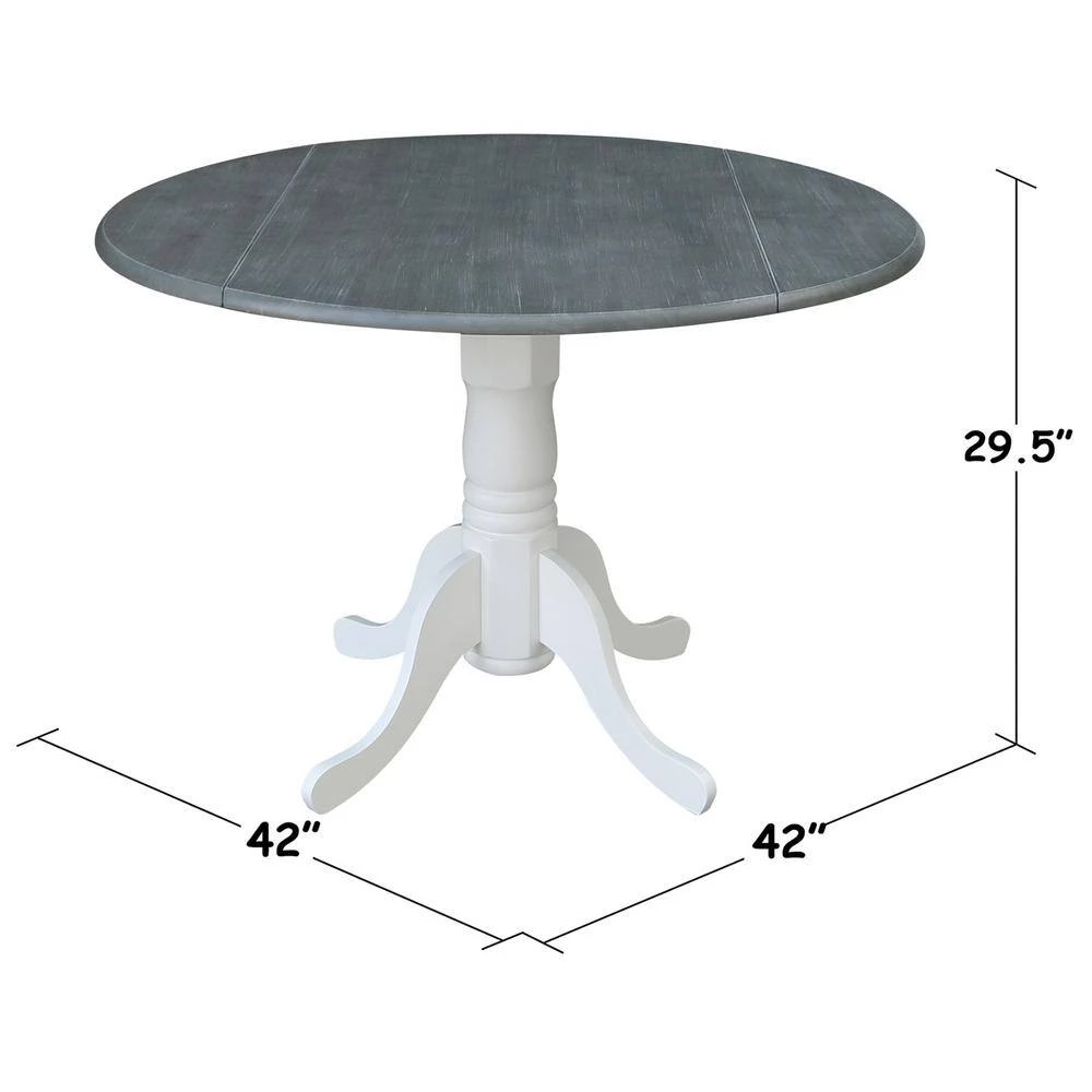 5-Piece Set - White/Heather Gray 42 in. Dual Drop Leaf Table with 4-Side Chairs by International Concepts 8 5-Piece Set - White/Heather Gray 42 in. Dual Drop Leaf Table with 4-Side Chairs by International Concepts - Image 8
