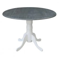 5-Piece Set - White/Heather Gray 42 in. Dual Drop Leaf Table with 4-Side Chairs by International Concepts 17 5-Piece Set - White/Heather Gray 42 in. Dual Drop Leaf Table with 4-Side Chairs by International Concepts -International Concepts Sales white heather gray international concepts dining room sets k05 42dp c613 4 4f 1000