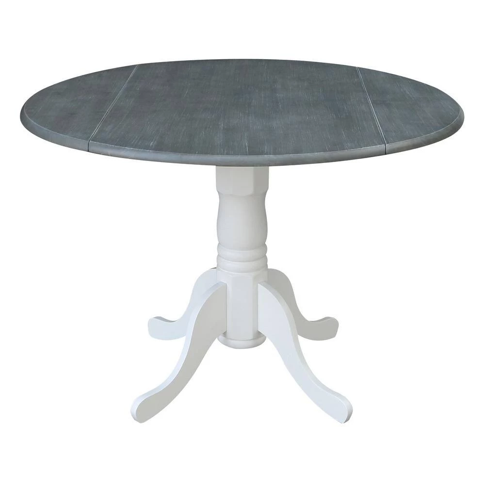 5-Piece Set - White/Heather Gray 42 in. Dual Drop Leaf Table with 4-Side Chairs by International Concepts 7 5-Piece Set - White/Heather Gray 42 in. Dual Drop Leaf Table with 4-Side Chairs by International Concepts - Image 7