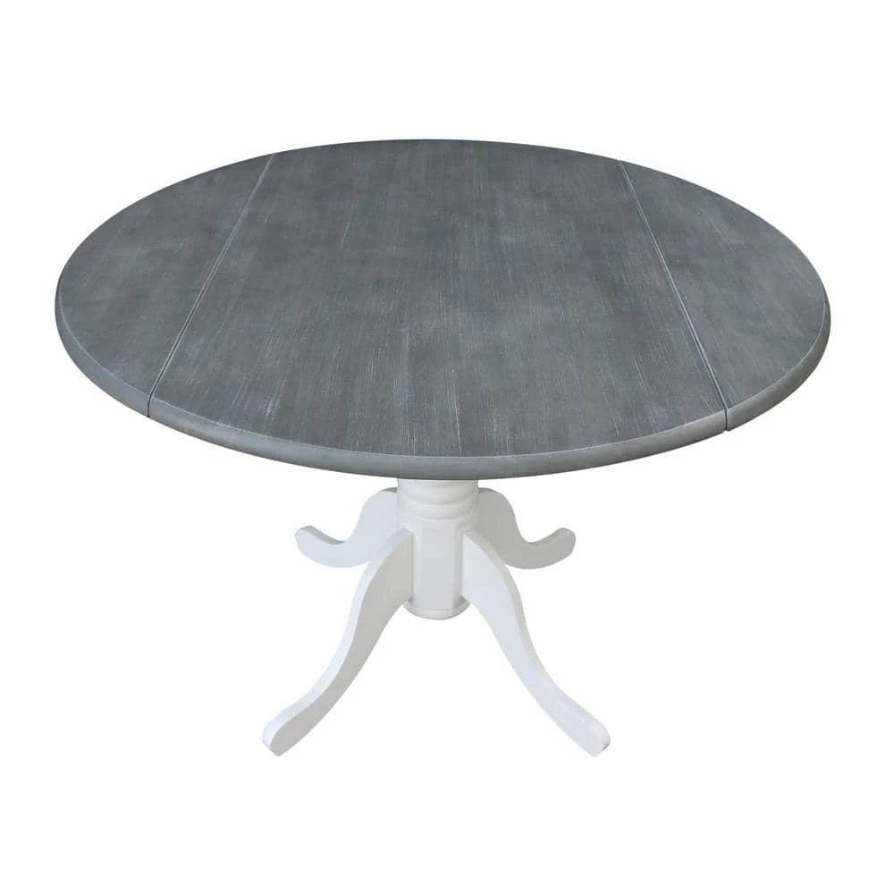 5-Piece Set - White/Heather Gray 42 in. Dual Drop Leaf Table with 4-Side Chairs by International Concepts 3 5-Piece Set - White/Heather Gray 42 in. Dual Drop Leaf Table with 4-Side Chairs by International Concepts - Image 3