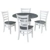 White/Heather Gray 42 in. Dual Drop Leaf Table with 4-Side Chairs (5-Pieces) by International Concepts