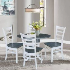 White/Heather Gray 42 in. Dual Drop Leaf Table with 4-Side Chairs (5-Pieces) by International Concepts -International Concepts Sales white heather gray international concepts dining room sets k05 42dp c617 4 c3 1000