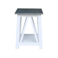 Surrey White & Heather Gray 24 in. H Solid Wood End Table by International Concepts -International Concepts Sales white heather gray international concepts end side tables ot05 16e 1f 1000