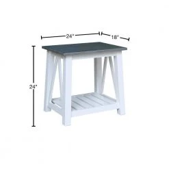 Surrey White & Heather Gray 24 in. H Solid Wood End Table by International Concepts -International Concepts Sales white heather gray international concepts end side tables ot05 16e 40 1000