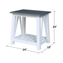Surrey White & Heather Gray 24 in. H Solid Wood End Table by International Concepts -International Concepts Sales white heather gray international concepts end side tables ot05 16e 4f 1000