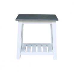Surrey White & Heather Gray 24 in. H Solid Wood End Table by International Concepts