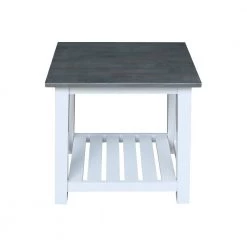 Surrey White & Heather Gray 24 in. H Solid Wood End Table by International Concepts -International Concepts Sales white heather gray international concepts end side tables ot05 16e a0 1000