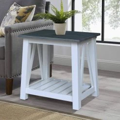Surrey White & Heather Gray 24 in. H Solid Wood End Table by International Concepts -International Concepts Sales white heather gray international concepts end side tables ot05 16e c3 1000