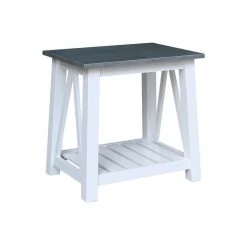 Surrey White & Heather Gray 24 in. H Solid Wood End Table by International Concepts -International Concepts Sales white heather gray international concepts end side tables ot05 16e fa 1000