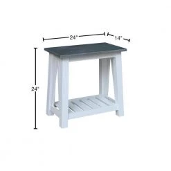 Surrey White & Heather Gray 24 in. Solid Wood Accent Table by International Concepts -International Concepts Sales white heather gray international concepts end side tables ot05 16e2 40 1000