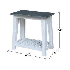 Surrey White & Heather Gray 24 in. Solid Wood Accent Table by International Concepts -International Concepts Sales white heather gray international concepts end side tables ot05 16e2 4f 1000